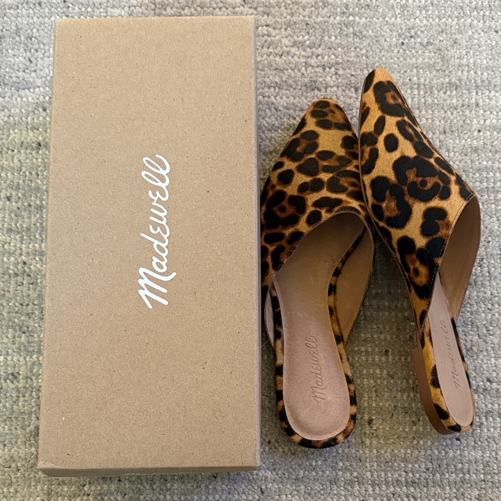 Madewell Calf Hair Flat Mules - Truffle (Black/Tan)